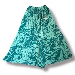 True Destinations Wide Leg Pants Womens Large Tropical Floral Beachy Flowy NWT